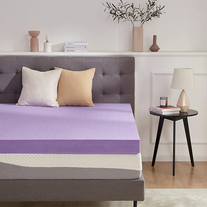 SINWEEK 3.9 Inch Gel Memory Foam Mattress Topper Ventilated Soft Pressure Relieve Mattress Pad, Breathable Bed Topper, CertiPUR-US Certified, Full Size