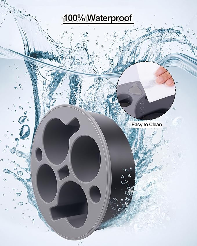 Couch Cup Holder Tray Round, 4-Cups Bedside Drink Holder for Elderly/Pregnancy, Stable Non-Spill Silicone Couch Caddy for Remote Control, Glasses‌, Snacks, Phones‌ (White)