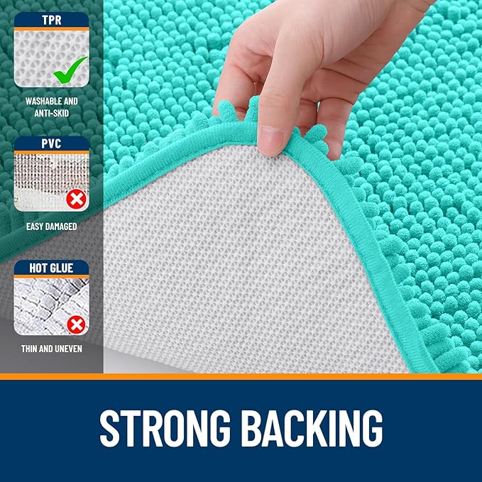 OLANLY Large Bathroom Rugs 70x46, Extra Soft Absorbent Chenille Bath Rugs, Rubber Backing Quick Dry, Machine Washable Bath Mats for Bathroom Floor, Tub and Shower, Home Decor Accessories, Teal