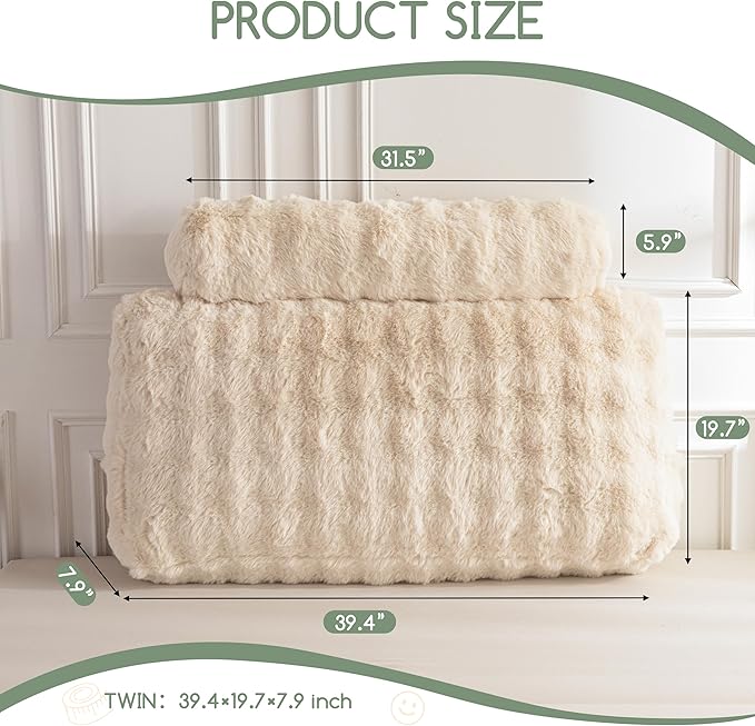 HIGOGOGO Headboard Pillow Twin,Ultra-Soft Wedge Pillow with a Cylindrical Neck Pillow,Memory Foam Filling,Back Support Pillows for Bed Sitting Up, Reading & Working, Removable Cover, 39.4"x19.7"