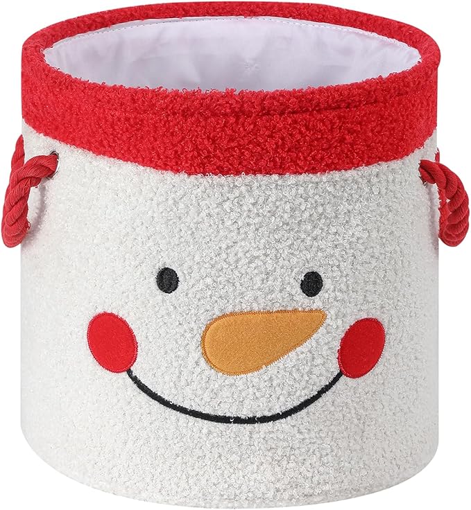 INough Christmas Gift Basket, Large Red Collapsible Storage Bin with Handles, Empty Fabric Holiday Basket for Presents, Blankets, Home Decor and Gift Giving