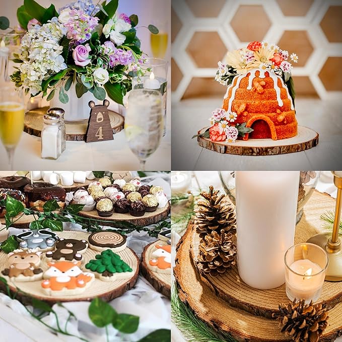 Set of (12) 11-13 inch Wood Slices for centerpieces! Wedding centerpieces, Wood Rounds, Tree Slices (11-13 inch Set of 12)