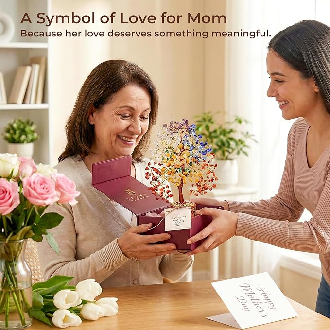 Chakra Tree of Life Birthday Gifts for Women, Sister, Friends, Handcrafted Healing Crystal Tree Bring Money, Luck to Home and Office Decor | Spiritual Gifts for Mom, Unique Gifts for Anniversary