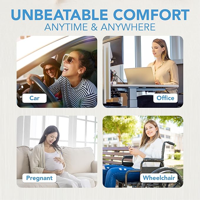 Lofty Aim Car Seat Cushion, Comfortable Memory Foam Seat Pillow for Driving, Sciatica-Back Pain Relief, Cushion for Car-Truck, Office, Wheelchair - Gray