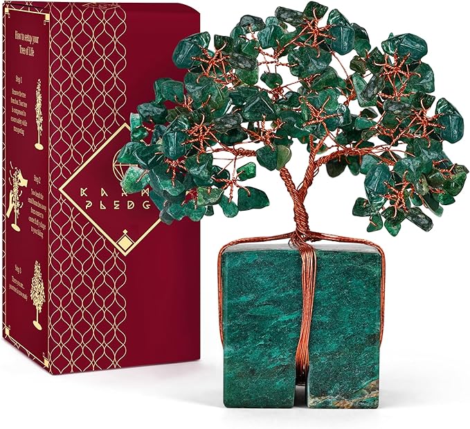 Chakra Tree of Life for Unique Gifts for Mom, Dad, Home and Office Decor, Handmade Green Aventurine Healing Crystal Tree for Positivity, Money & Good Luck, Birthday Gifts for Women, Mens