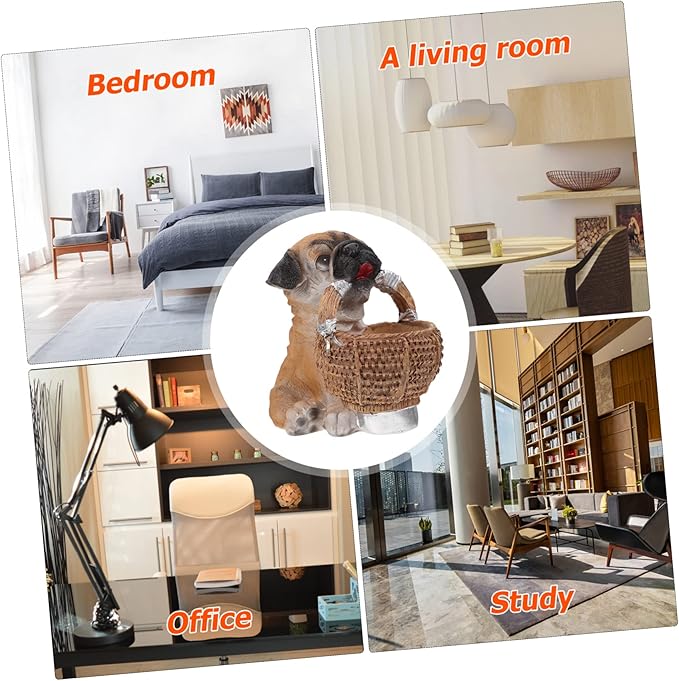 1Pc Cute Puppy Resin Key Holder Tray Multi Functional Storage Basket for Sundries Creative Desktop Adornment for Home Decor for Entryway and Organizing