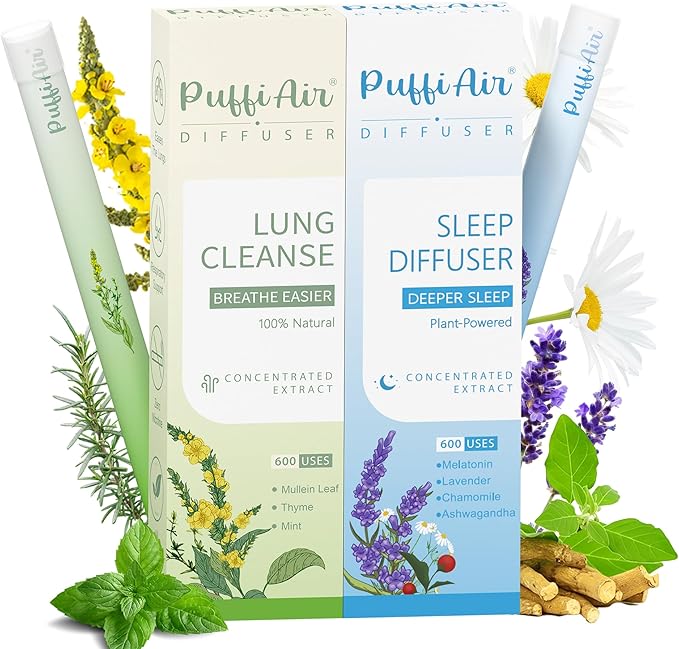 Herbal Diffuser Duo, Detox and Sleep Diffuser with Extracts of Mullein, Melatonin and Other Biotanicals, 100% Natural Swap - Up to 600 Uses (Varies by Usage), Day & Night Duo