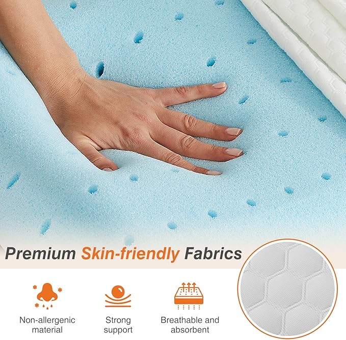 DUMOS Memory Foam Pillows for Sleeping 2 Pack, Bed Pillows for Adults with Washable Cover and Breathable Mesh, Gel Cooling Pillow for Back and Side Sleeper Support, White