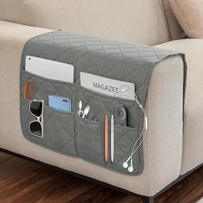 Remote Control Holder for Recliner,Non Slip Armchair Caddy,Sofa Armrest Storage Organizer for Recliner Couch With 7 Pockets for TV Remote,Cell Phone,Magazine