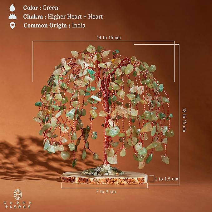 Chakra Tree of Life Birthday Gifts for Women, Home and Office Decor, Handmade Green Aventurine Crystal Tree for Money, Positivity, Reiki Healing, Spiritual Good Luck Gifts for Mom & Dad