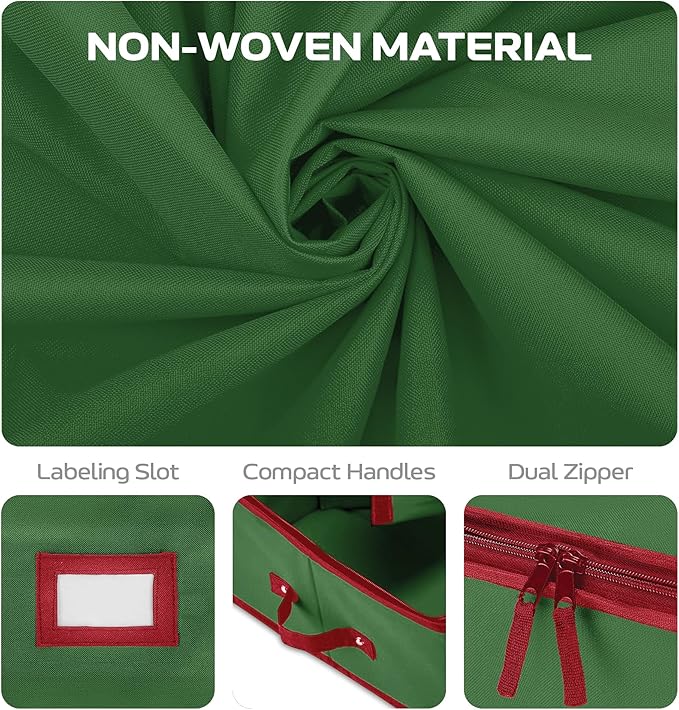 Christmas Wrapping Paper Organizer Storage, with Straps & Pockets, Gift Wrap Organizer Bag for Christmas Decorations, Fits Upto 24 Rolls, Underbed Storage for Holiday Decoration, (Green)