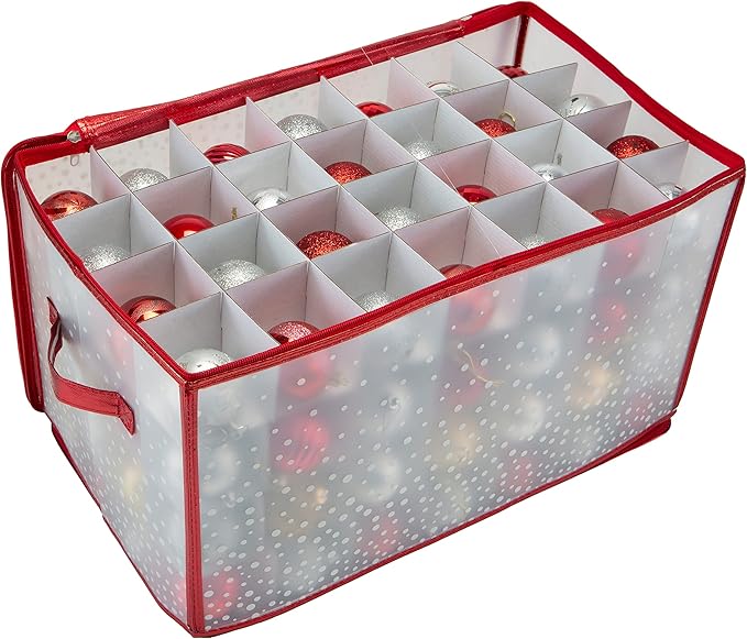 Simplify Ornament Storage Organizer | Storage | Fits 112 Ornaments | Zipper Closure | Space Saving | Easy to Use | Red | Light Weight | Dimensions 11.81 x 20.67 x 11.81