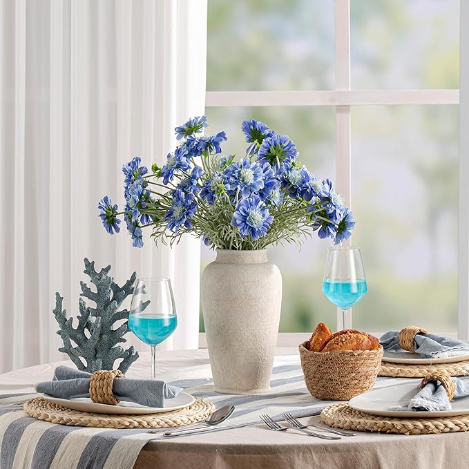 Ceramic Flower Vase, 11 Inch Large White Flower Vase Tall Rustic Farmhouse Decorative Vase Floral Pottery Vases for Home Decor Table Living Room Entryway Mantel Bedroom Bathroom Kitchen - White