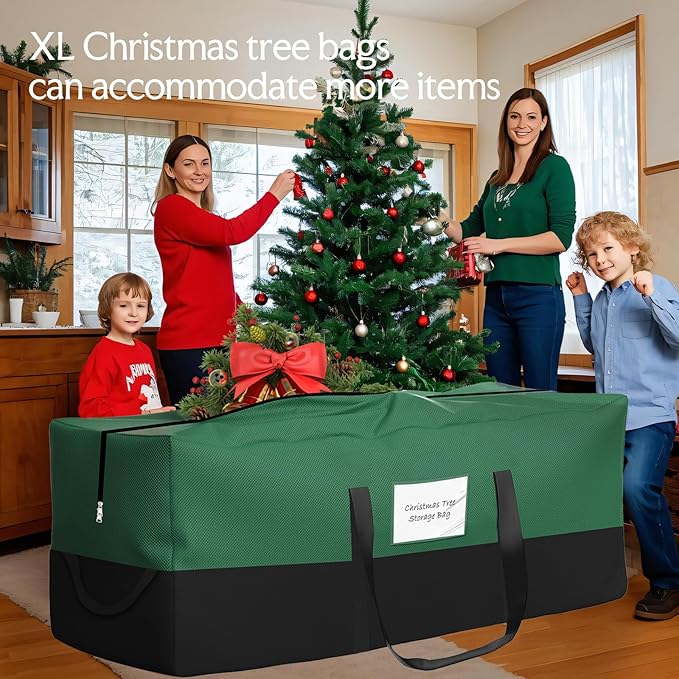 Christmas Tree Storage Bag,Fits Up 8 Ft Tall Artificial Trees,600D Oxford Material,Heavy Duty Tree Bag,Dampproof Storage Bag with Durable Reinforced Handles & Dual Zipper&Transparent Pocket