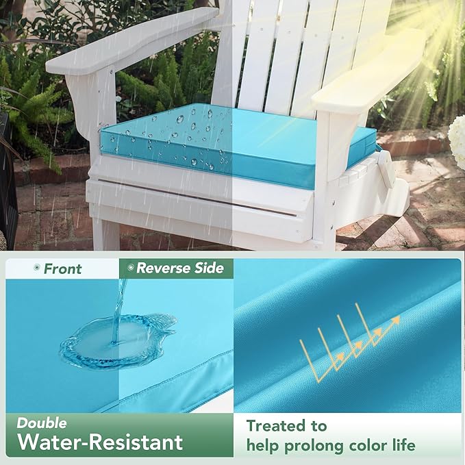 Summsun Outdoor Chair Cushions Set of 6: Waterproof & Color Fastness Seat Cushion for Patio Furniture - 22 x 22 x 3 Inch Chair Pads with Ties and Hidden Zipper - Patio Chair Cushion Replacement, Teal