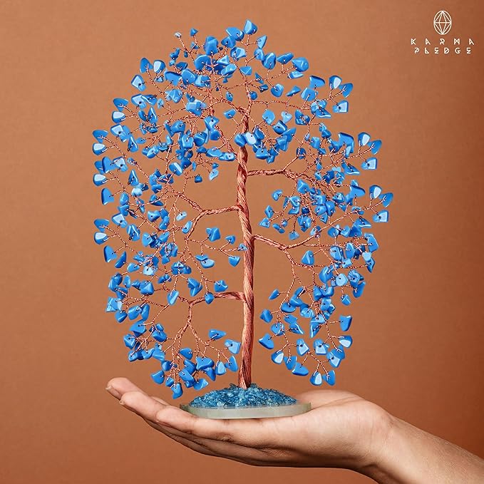 Crystal Tree of Life Birthday Gifts for Women, Men, Frineds, Handmade Turquoise Chakra Healing Tree for Home, Room, Office Decor, Bring Money, Positivity, Reiki, Good Luck, Gifts for Mom & Dad