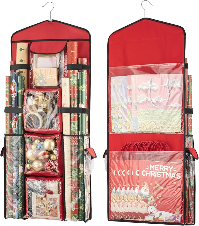 EXLIFBAG Wrapping Paper Storage, Gift Wrap Organizer Holder Double-Sided Hanging Gift Bag Storage Organizer