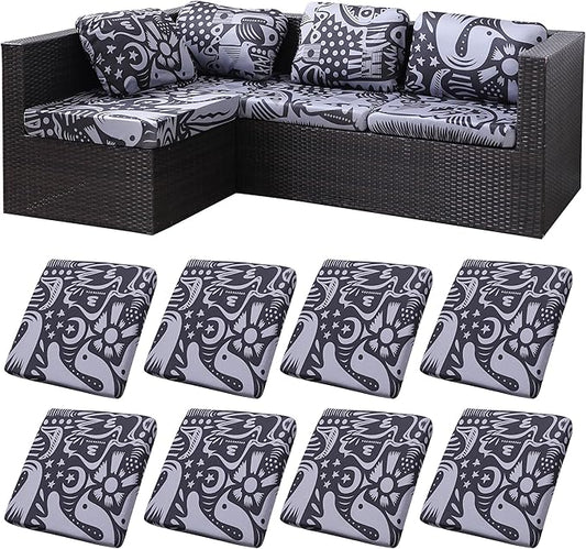 BIETYONE 8Pcs Stretch Patio Cushion Covers,Outdoor Couch Covers Replacement,Outdoor Couch & Sofa Slipcovers,for Patio Furniture Cushion Covers,Washable Reusable urniture Protector(Grey Pigeon,8PCS)