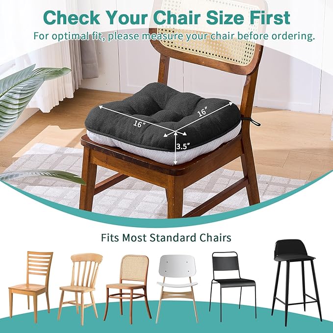 BETU Chair Cushions for Dining Chairs,3.5" Thick Kitchen Table Chair Pads with Ties,Non Slip Backing and Covers,Seat Cushion for Dining Room,Bar,Patio Chairs,20"X20"X3.5"