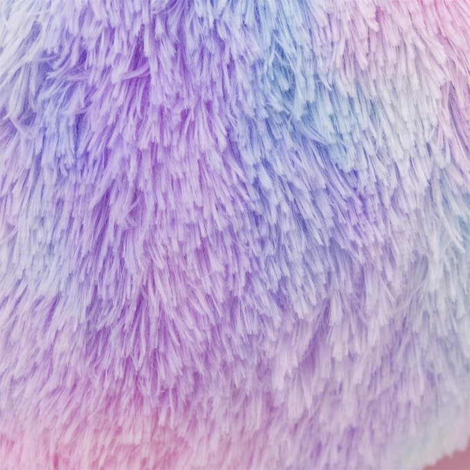 A Nice Night Faux Fur Reading Pillow Bed Wedge Children Backrest with Arms Back Support for Sitting Up in Bed/Couch,Tie Dye BluePurple,Standard