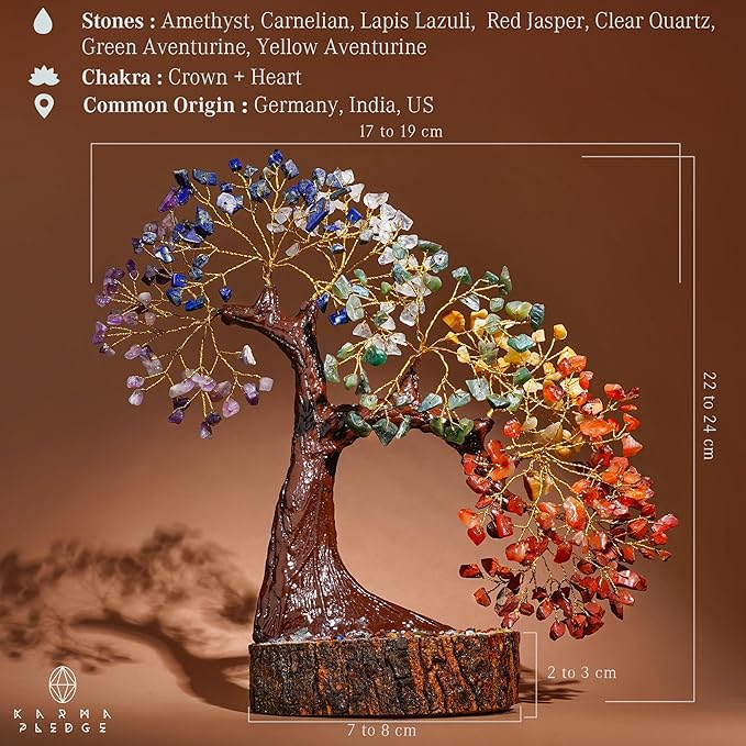 7 Chakra Tree of Life Birthday Gifts for Women, Men, Mom & Dad, Handmade Reiki Healing Crystal Tree for Home, Room, Office Decor Bring Money, Good Luck, Positivity Unique Gifts for Love Ones