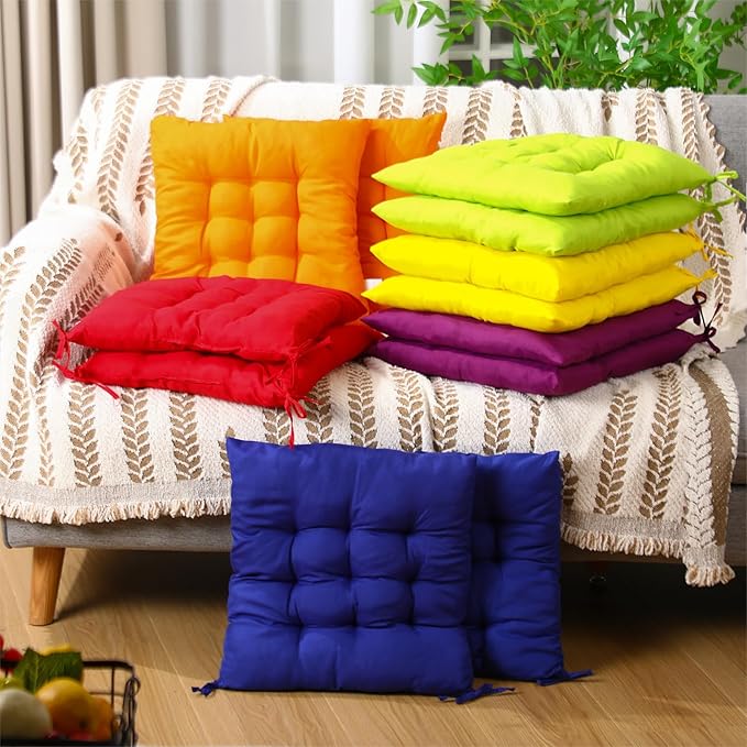 Geetery 12 Pcs Floor Pillows Bulk Seating Cushions for Floor Chair 15.7'' Large Meditation Cushion for Yoga Living Room Tatami Bedroom Balcony Office (Colorful,Square)