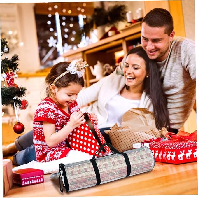 FOMIYES Christmas Wrap Organizer Storage Bag for Wrapping Paper and Ribbons Transparent Zipper Closure Design for Holiday Storage for under Bed Closet