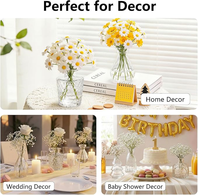 RUCKAE Small Clear Bud Vases Bulk 12 Pack Mini Flower Glass Vases for Centerpiece Table Wedding Decorations Home Decor Party