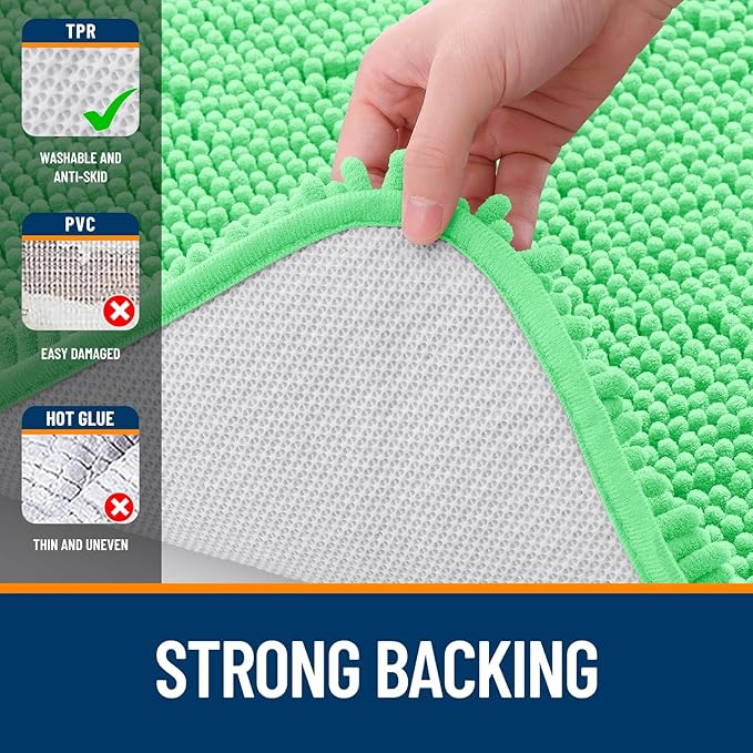 OLANLY Bathroom Runner Rugs 59x20, Soft Absorbent Chenille Bath Rugs, Rubber Backing Quick Dry, Machine Washable Long Bath Mats for Bathroom Floor, Tub and Shower, Home Decor Accessories, Mint Green