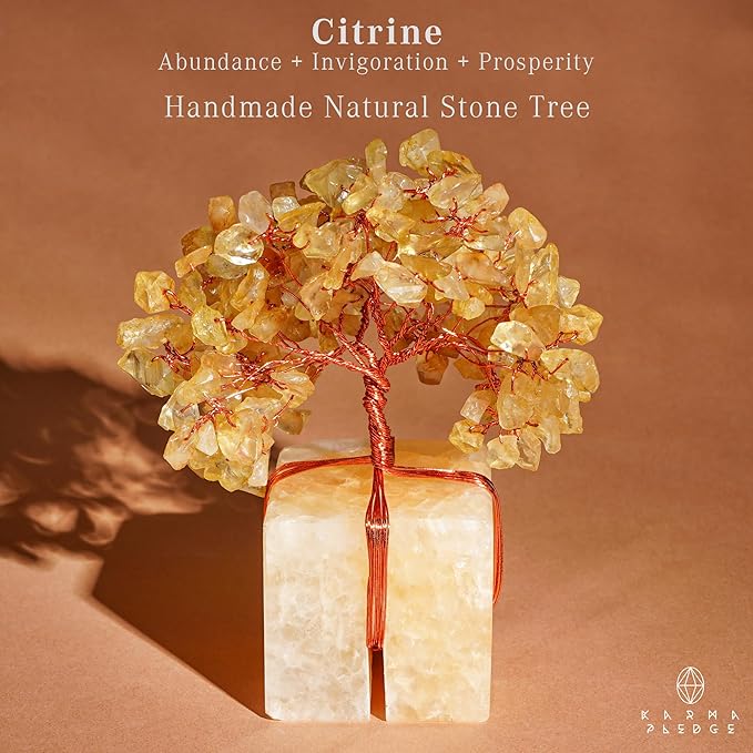 Chakra Tree of Life for Unique Gifts for Mom, Dad, Home and Office Decor, Handmade Citrine Healing Crystal Tree for Positivity, Money & Good Luck, Birthday Gifts for Women,Mens