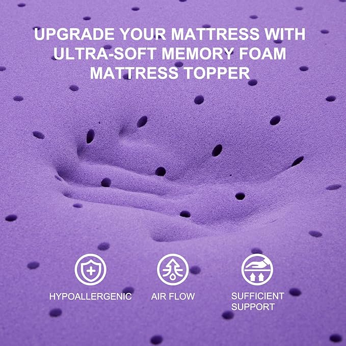 SINWEEK 3.9 Inch Gel Memory Foam Mattress Topper Ventilated Soft Mattress Pad, Bed Topper, CertiPUR-US Certified, Twin XL Size