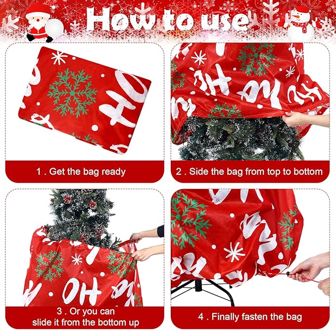 Yeshone 2 Pieces Large Christmas Tree Storage Bag with Drawstring for 7.5 Ft Trees Christmas Trees Covers for Upright Dust Proof Storage Containers (Snowflake)