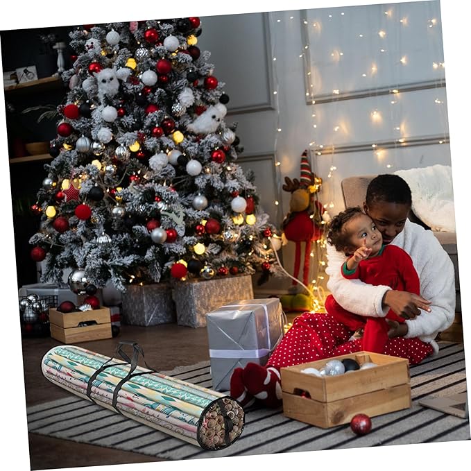 Wrapping Paper Storage Bag Portable Organizer Zipper Tear Resistant Present Wrap Storage for Christmas Under Bed Attic Use