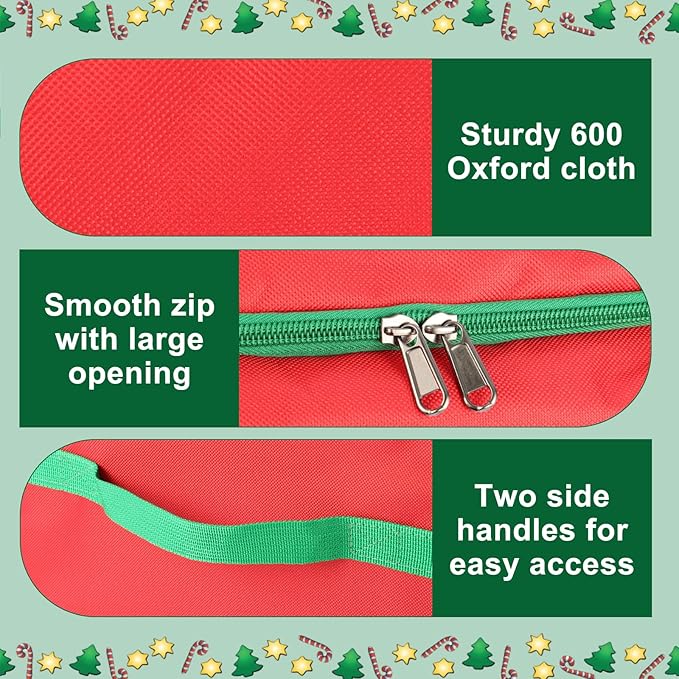 Christmas Light Storage Bag with Reels- Holds up to 750ft of Mini Lights. 600D Zipper Bag & Container for Holiday Xmas Lights. A Classic Storage Solution! (1, RED)