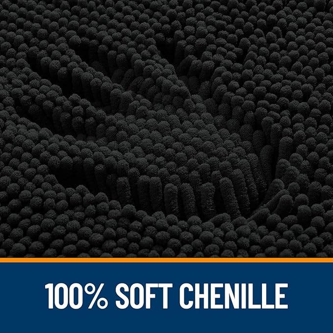OLANLY Large Bathroom Rugs 50x30, Extra Soft Absorbent Chenille Bath Rugs, Rubber Backing Quick Dry, Machine Washable Bath Mats for Bathroom Floor, Tub and Shower, Home Decor Accessories, Black