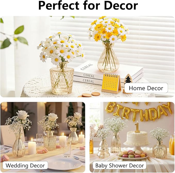 RUCKACE Bud Vases in Bulk 22 Gold Glass Small Vases Flower Vase for Centerpiece Table Wedding Decorations Home Decor Party