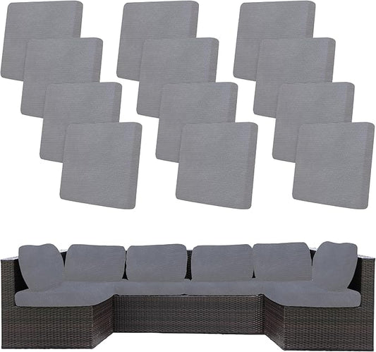 BIETYONE 12Pcs Stretch Patio Cushion Covers,Outdoor Couch Covers Replacement,Outdoor Couch & Sofa Slipcovers,for Patio Furniture Cushion Covers,Washable Reusable Furniture Protector (Grey,Cover Only)