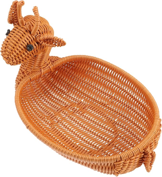 PRETYZOOM Christmas Elk Woven Storage Basket for Home Festive Decorative Container for Snacks Candy and Ornaments for Holiday Table Display and Organization