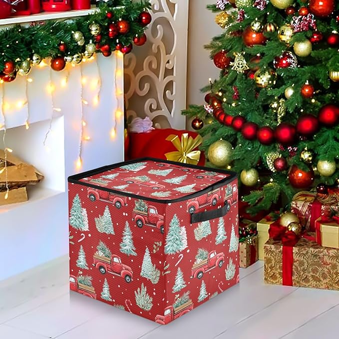 Red Snowman Christmas Ornament Storage Basket Box Xmas Tree Winter Holiday Storage Container Cube with Adjustable Dividers for 64 Holiday Ornaments or Decorations Keeps Clean and Dry for Next Season