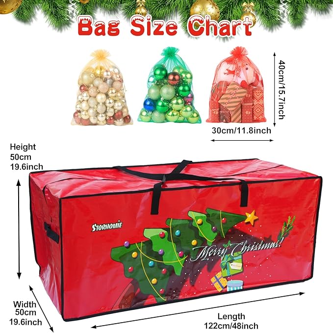 Christmas Tree Storage Bag 5ft/6ft,Up to 7.5ft, Small Christmas Tree Bag,Double Thickened Woven Fabric,Christmas Tree Storage for Disassembling Artificial Tree with 3 Organizer Pouches