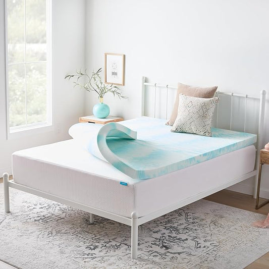 Linenspa 3 Inch Swirl Gel Memory Foam Mattress Topper, King Size – Cooling Gel Infused, Ventilation Holes – Pressure Relieving Bed Topper – CertiPUR Certified