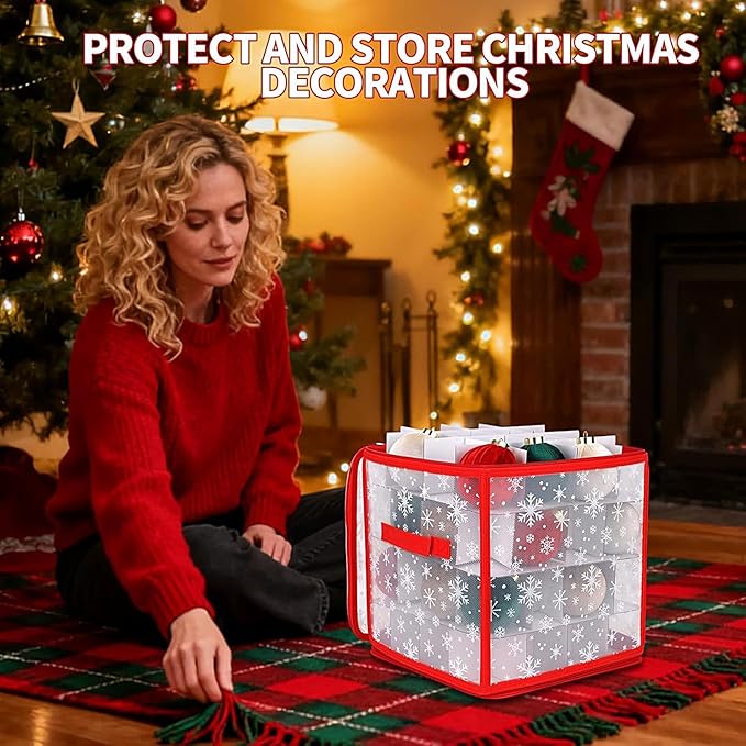 Christmas Ball Storage,with Handle 36 Slots Dustproof Waterproof Large Foldable,Organizer Ball Storage Container | for Cabinet Under Bed Shelf Home Dorm Apartment Bedroom