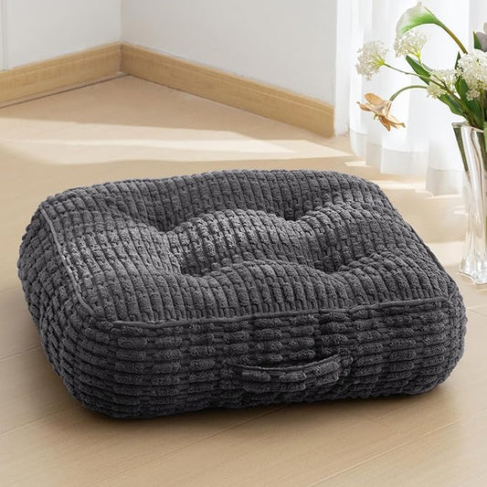 6" Washable Floor Pillow Cushion for Adults, Meditation Cushion Pillow, Removable Tufted Blended Corduroy Cover, Large Square Floor Sitting for Tatami Living Room or Yoga, 22x22 Inch, Machine Washable