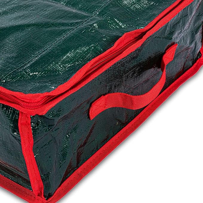 Wrapping Paper Organizer Storage Container,Christmas Storage Organizer,Xmas Gift Wrap Organizer With Pockets,Under Bed Storage Bag,Supplies Pockets for Xmas Accessories (Green)