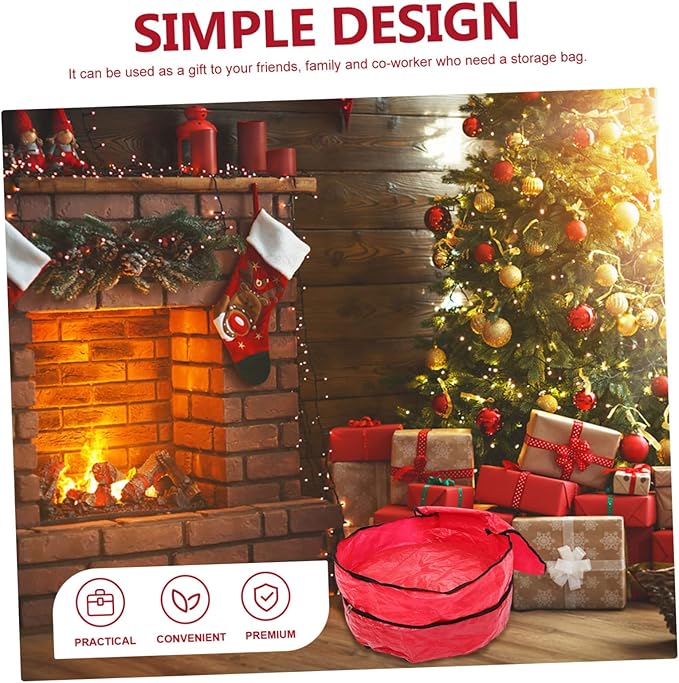 Christmas Wreath Storage Bag with Handle Double-Layer Pe Wreath Holder for and Portable Holiday Decoration Organizer