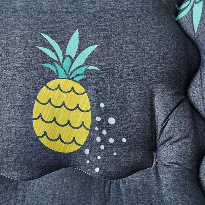 MAXYOYO Grey Pineapple Japanese Floor Futon Mattress, Tatami Floor Mat Portable Camping Mattress Kids Sleeping Pad Foldable Roll Up Floor Lounger Couch Queen Size with Mattress Protector Cover