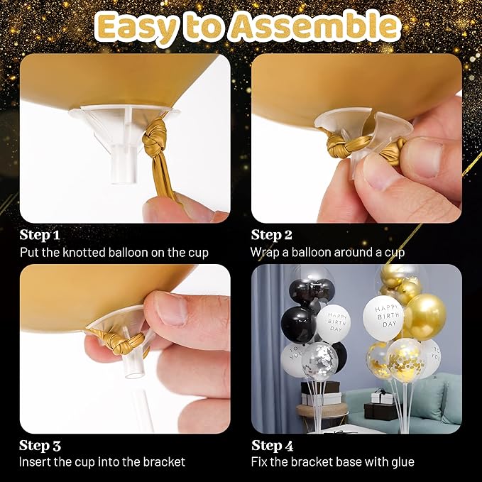 JOYYPOP 6 Sets Balloon Stand Kits, Balloon Sticks with Base Table Balloon Holders Centerpieces for Graduation Wedding Baby Shower Birthday Party Decorations