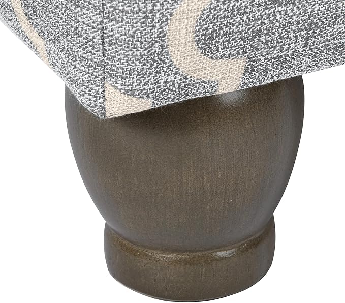 Homepop Home Decor | Upholstered MediumRectangular Storage Ottoman | Hinged Lid Ottoman with Storage for Living Room & Bedroom,Gray Geometric