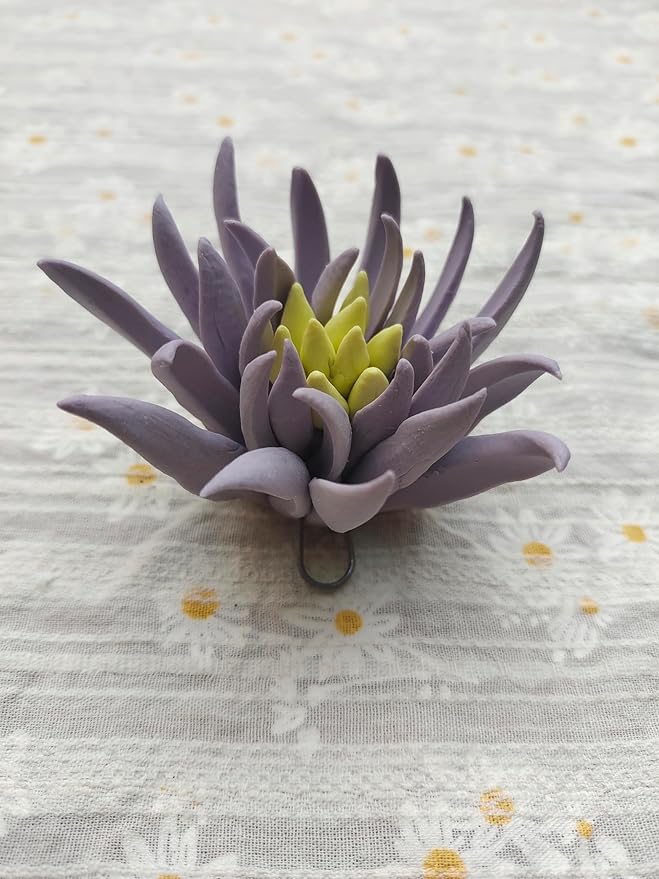 AMERRY Yimi flower, 2.76" 3D Handmade Porcelain Flower Wall Art Decor, 3D Ceramic Flower Wall Decor, Home Office Decor, Unique Gift for Home Office Decor,Girls (Purple)