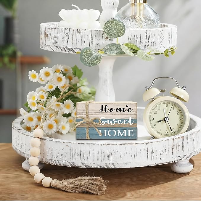 Mini Decorative Books For Home Decor, Small Wood Book Stack For Table Decor, Home Sweet Home decoration Books For Living Room Bookshelf, Farmhouse Stacked Books decoration（L50)